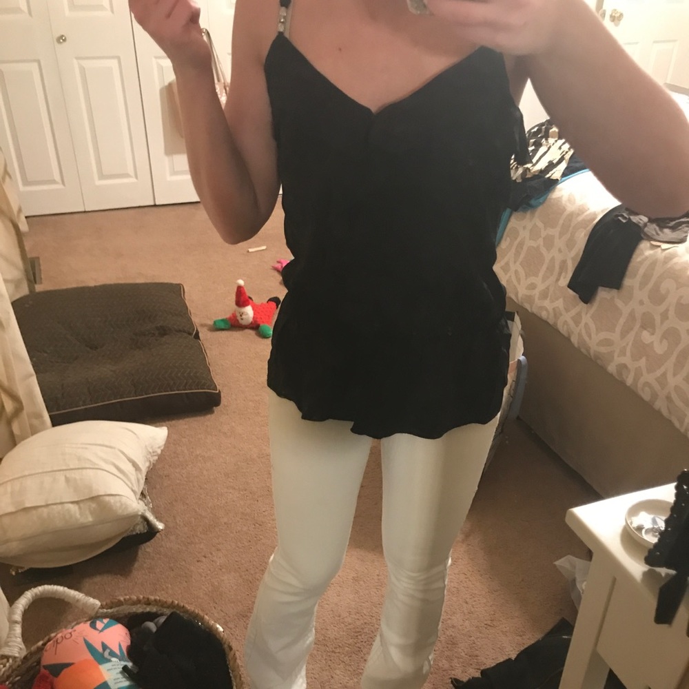 White house black market silk black tank top